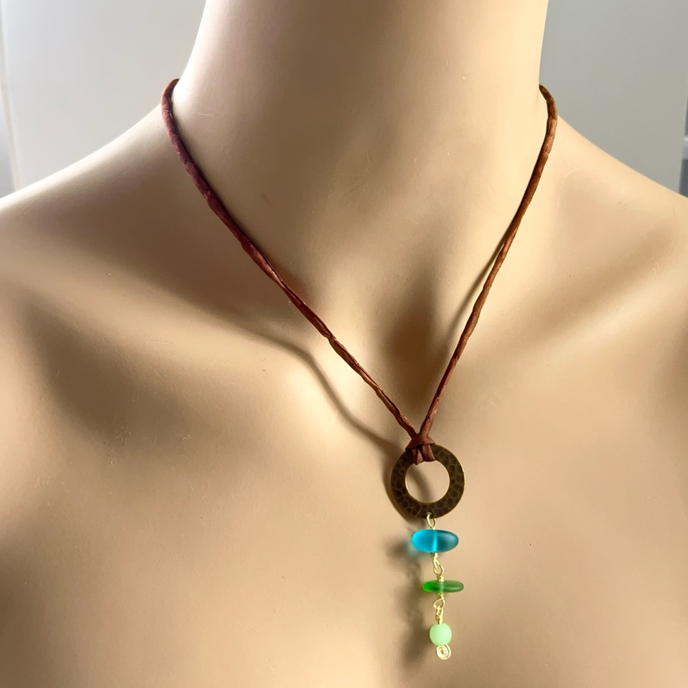Moonlit Tide Sea Glass under the Moon Pendant Necklace